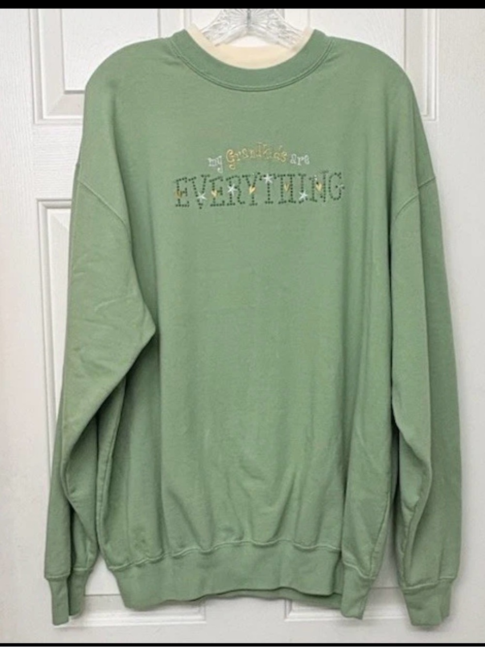 M&C Women's XL Green Crewneck Pullover Sweatshirt Grandkids are Everything